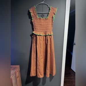 Free People Brown Smocked Dress